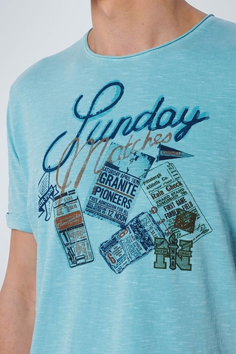 T-SHIRT CREWNECK PRINT GARMENT DYED LIGHT AQUA 6