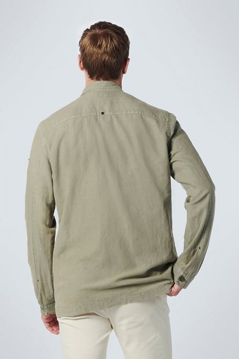 OVERSHIRT BUTTON CLOSURE GARMENT DYED WITH LINEN SMOKE GREEN 2