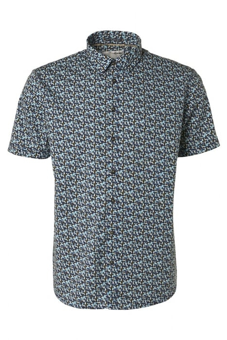 SHIRT SHORT SLEEVE ALLOVER PRINTED STRETCH LIGHT AQUA 1