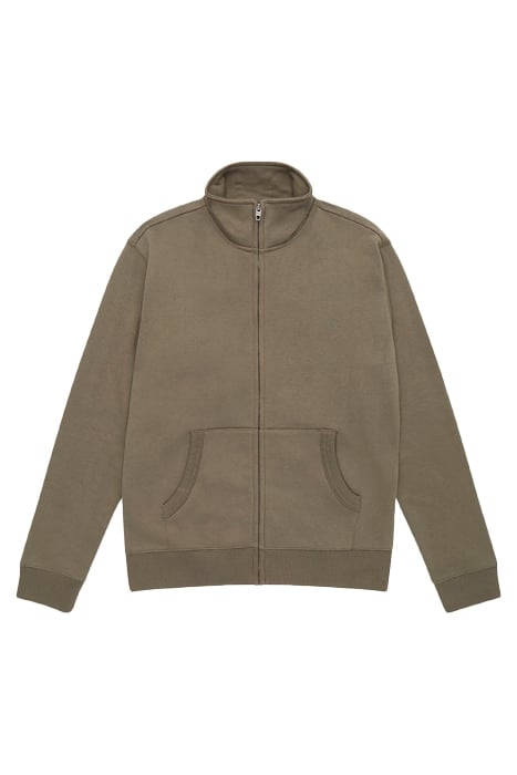 FUNNEL NECK ZIP-THROUGH SWEATER KHAKI/DARK NAVY 3