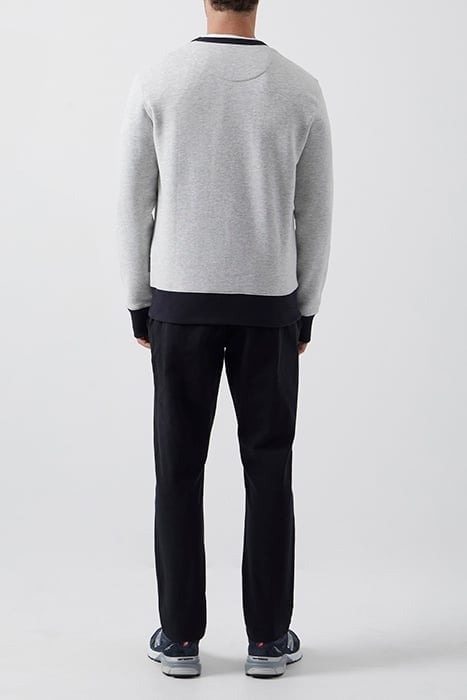 CONTRAST CREW NECK SWEATER LGT GREY MEL/DK NAVY 2