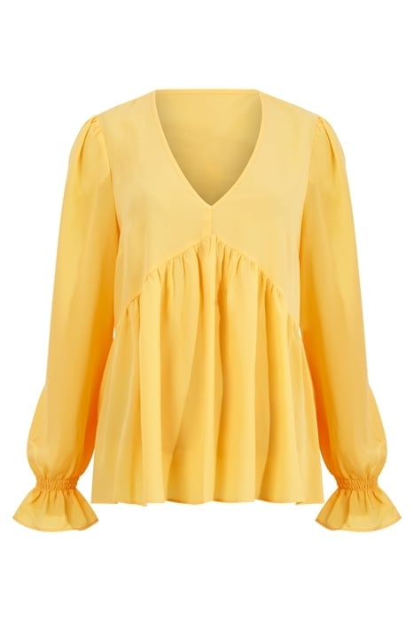 CREPE LIGHT V NECK TOP BUFF YELLOW 3