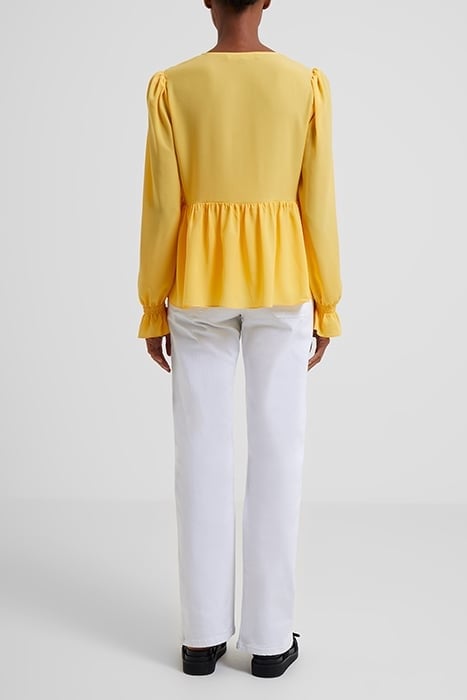 CREPE LIGHT V NECK TOP BUFF YELLOW 2