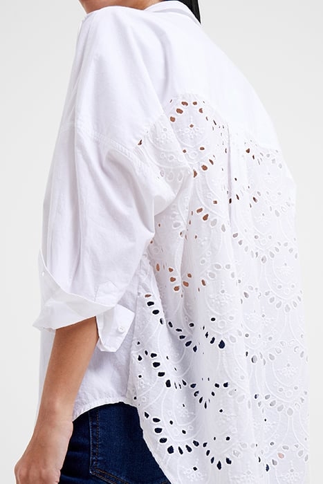 APPELONA BRODERIE ANGLAISE BACK POPOVER SHIRT LINEN WHITE 3