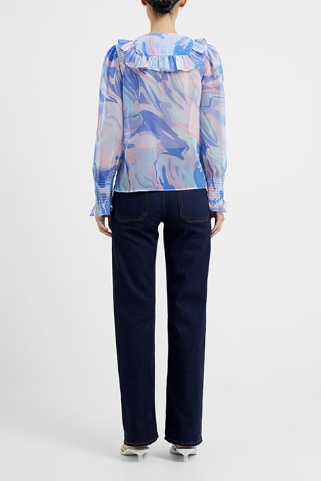 DALLA RECYCLED HALLIE SHEER FRILL TOP BAJA BLUE 2