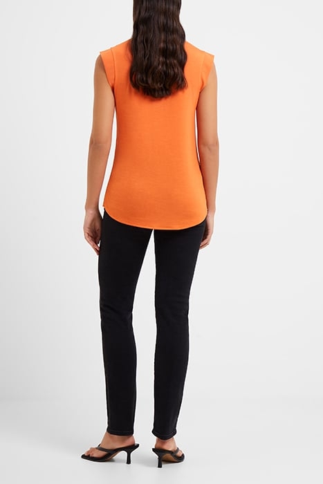 CREPE LIGHT CAP SLEEVE TOP MANDARIN ORANGE 3