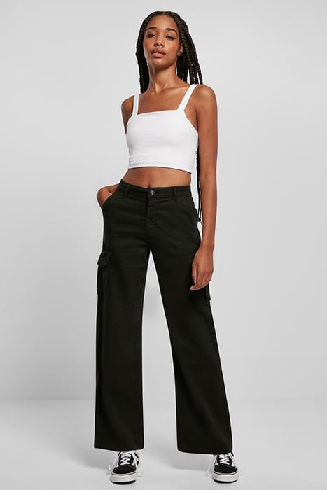 LADIES HIGH WAIST STRAIGHT CARGO PANTS BLACK 3