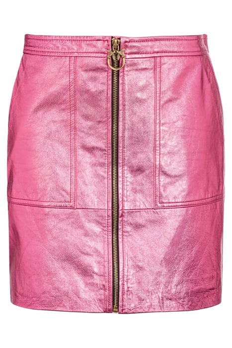 GERARDINA GONNA PELLE LAMINATA METALLIC PINK 4