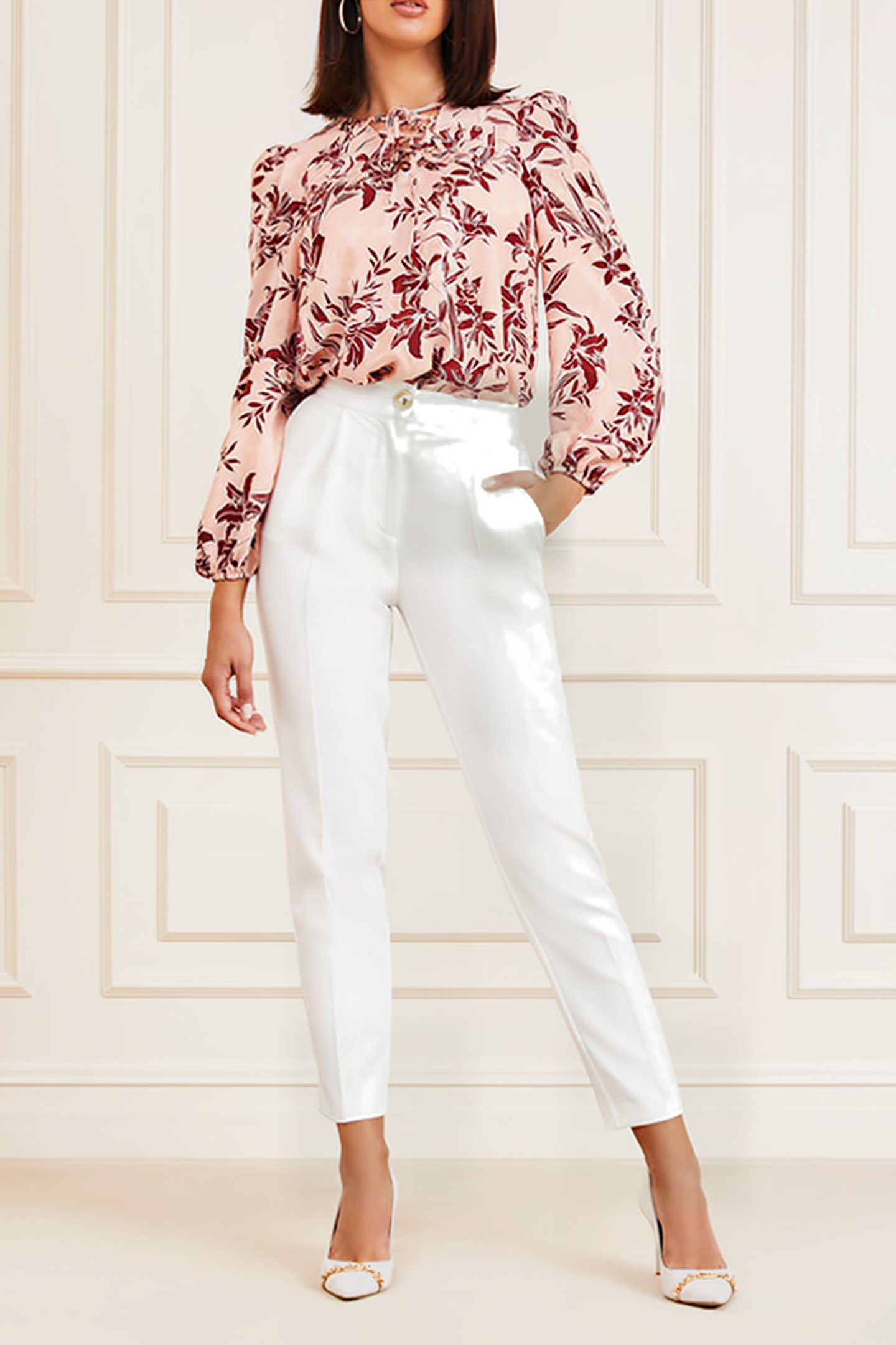 MARCIANO BY GUESS SUNBURST LACEUP BLOU BLOUSE BLUSH 3