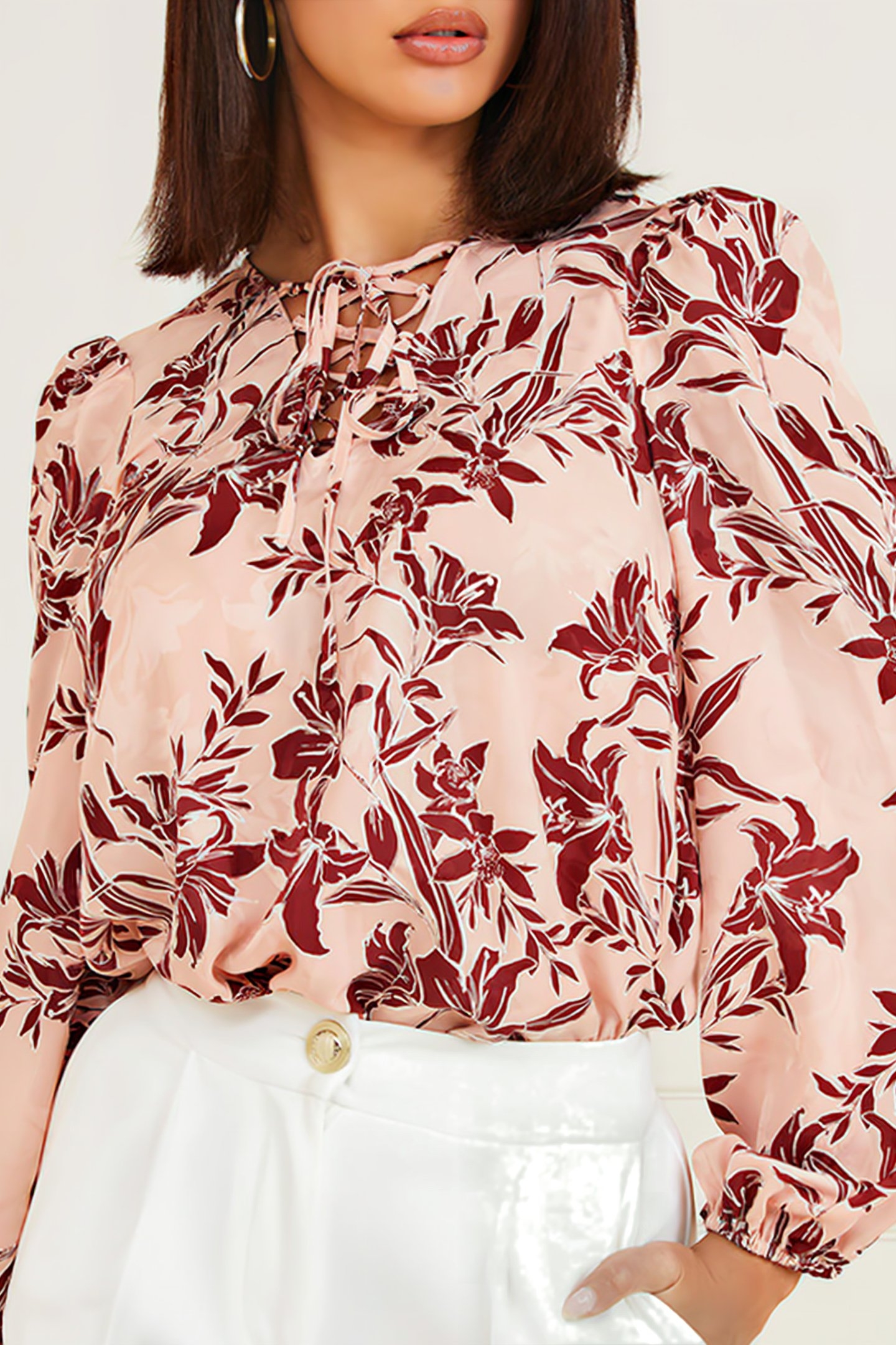 MARCIANO BY GUESS SUNBURST LACEUP BLOU BLOUSE BLUSH 5