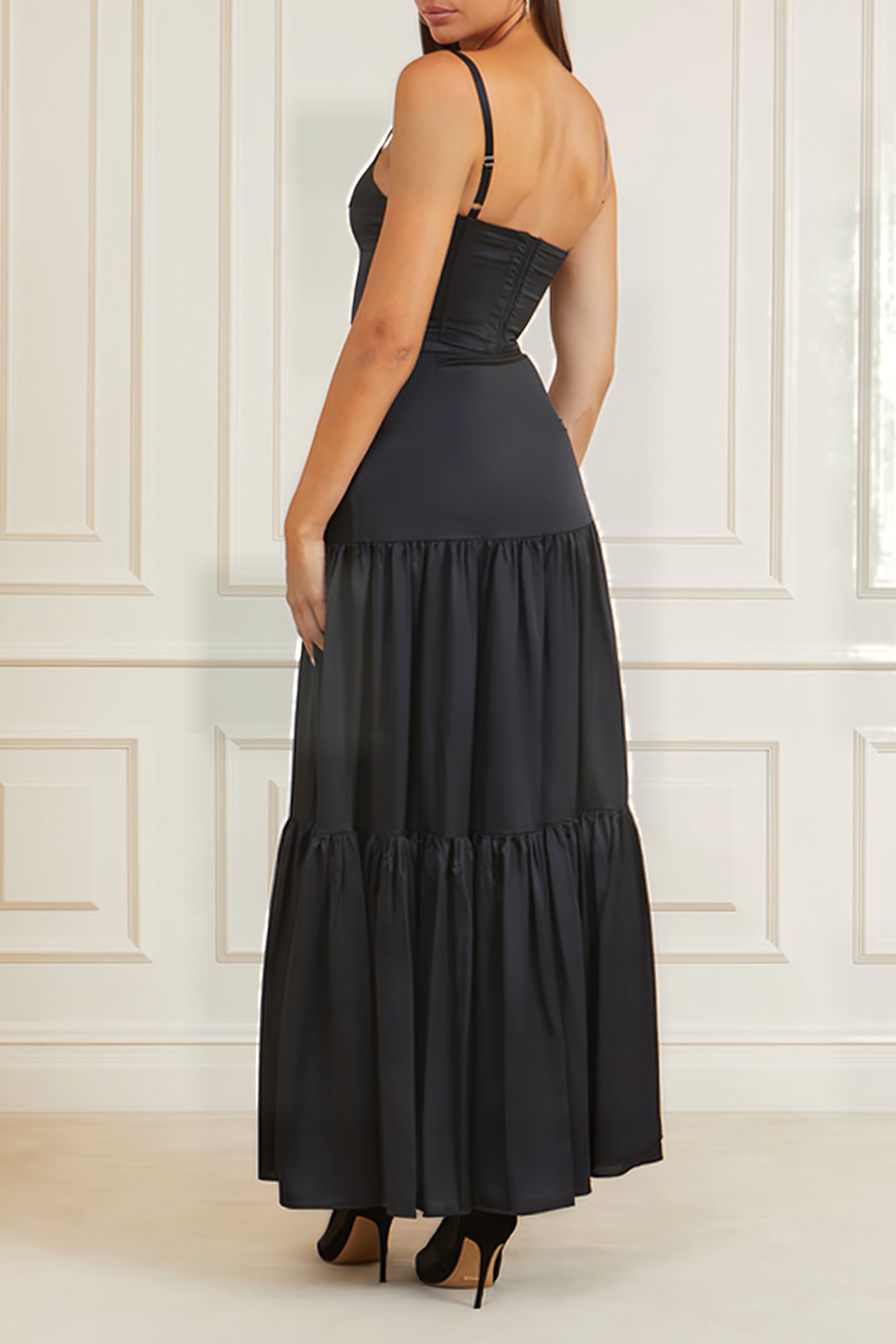 MARCIANO BY GUESS LOLA CORSET SOLID JET BLACK TOP 7