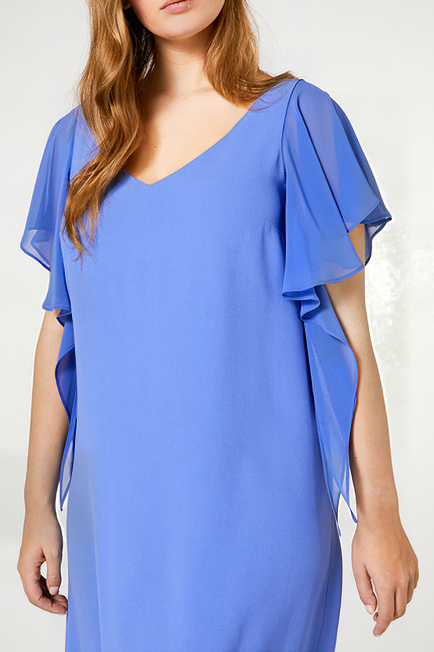 ELEGANT DRESS WITH FLOUNCED SLEEVES DARK BLUE 5