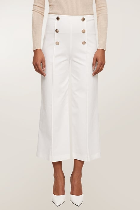 PALAZZO TROUSERS WITH BUTTON FEATURE WHITE 4
