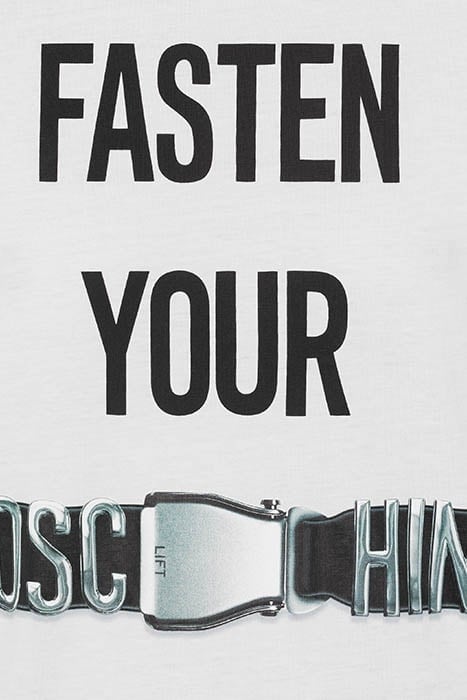 FASTEN YOUR BELTS ORGANIC JERSEY T-SHIRT WHITE 4