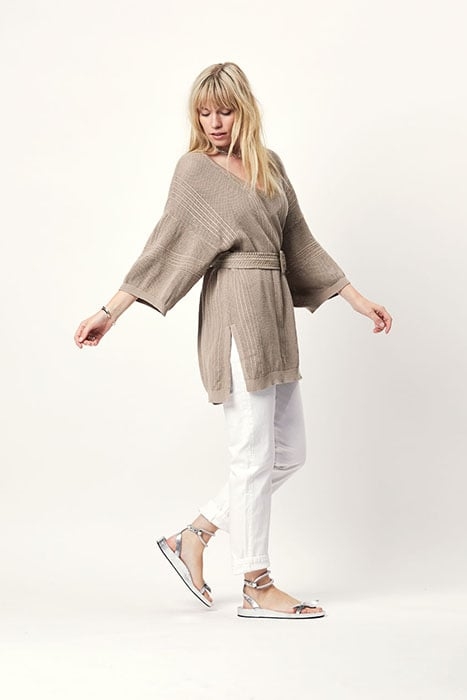 D6NILIANE AJOUR KNIT TUNIC COBBLESTONE 2