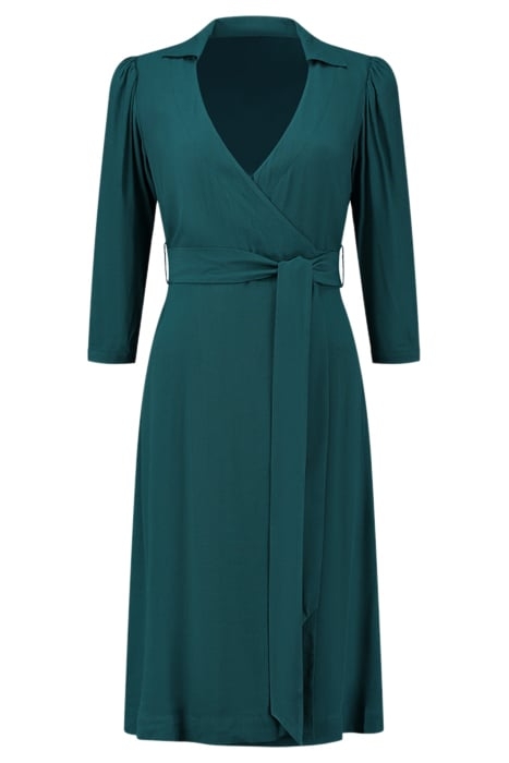 SOLEDAD WRAP DRESS LS PETROL BLUE 1