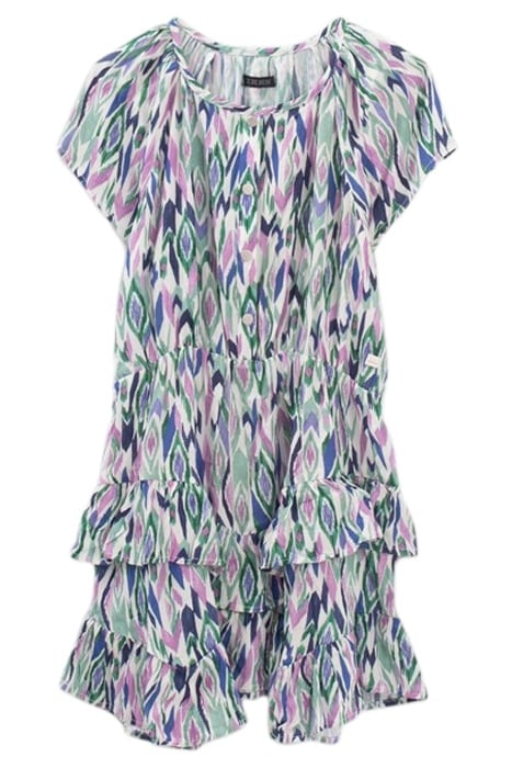 GIRLS’ OFF-WHITE IKAT DIAMOND PRINT ASYMMETRIC DRESS 2