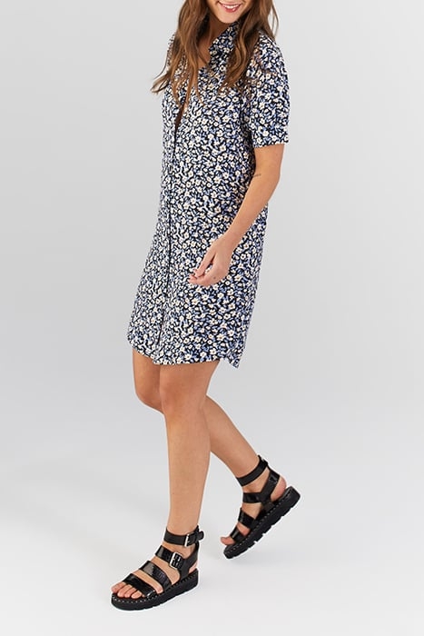 COBALT MINI FLOWER SHIRT DRESS COBALT 4