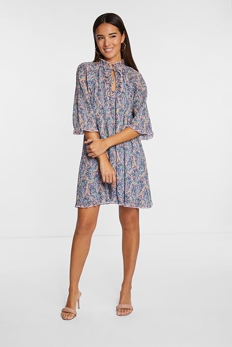 PRINTED PLISSEE DRESS ROSE QUARTZ 1