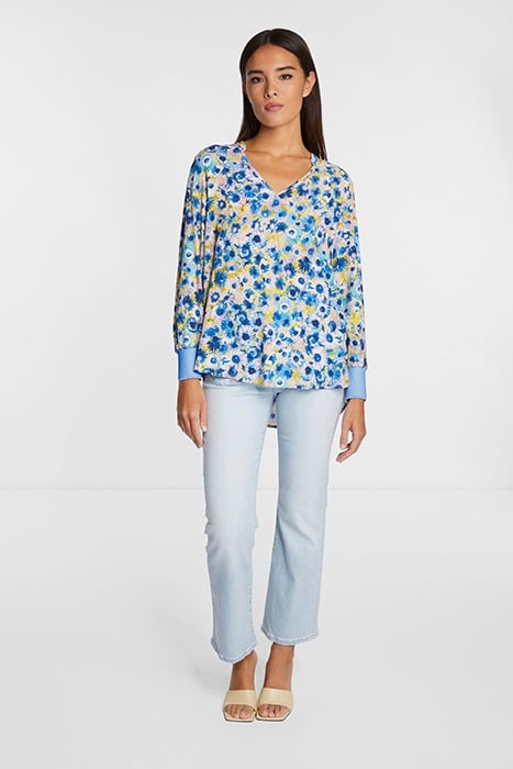 PRINTED V-NECK BLOUSE ARCTIC BLUE 1