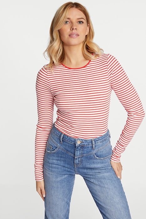 ORGANIC RIB LONGSLEEVE STRIPED RED SALSA 1