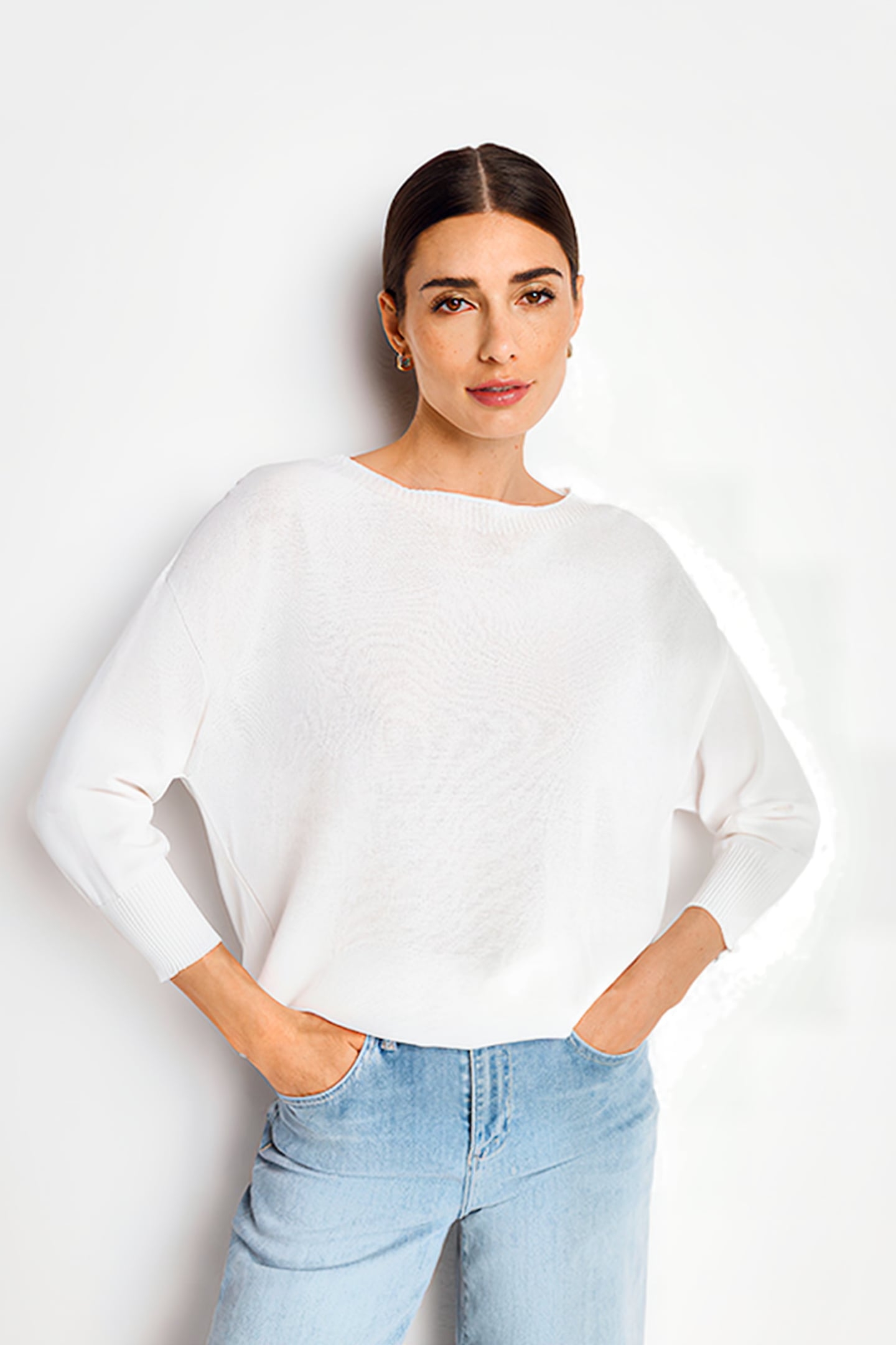 FINEGAUGE SEAMLESS PULLOVER RECYCLED WHISPER WHITE 1