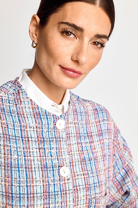 BOUCLÉ JACKET WITH ROUNDED NECKLINE COTTON BLUE 4