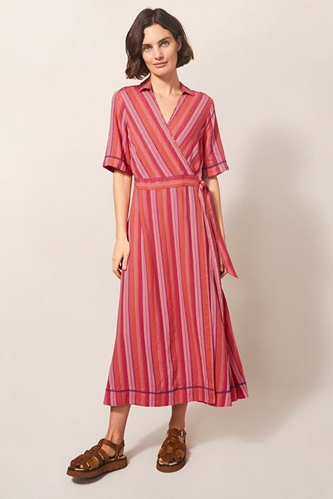FELICITY LINEN BLEND DRESS PINK MULTI 1