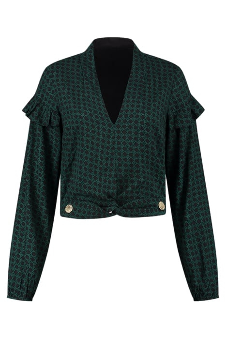 VANESSA BLOUSE BLACK/PETROL BLUE 1