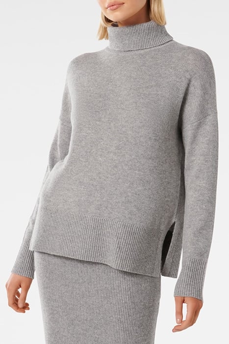 MIA RELAXED ROLL NECK KNIT JUMPER GREY 1
