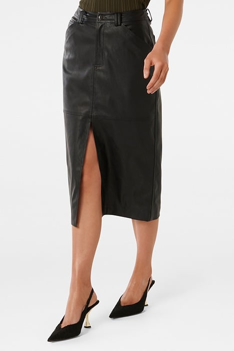 TIANA VEGAN LEATHER MIDI SKIRT BLACK 5