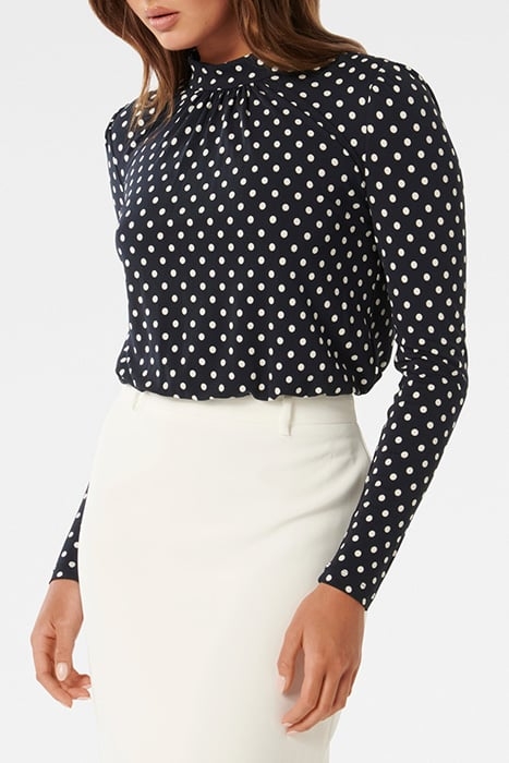 BEATRICE MOCK NECK CREPE BLOUSE CANTERBURY SPOT 5