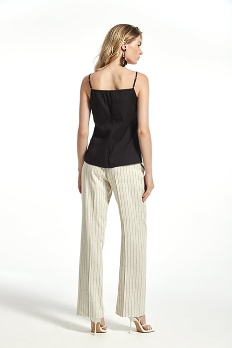 STRIPE LINEN SRAIGHT TWAN TROUSERS ECRU 4