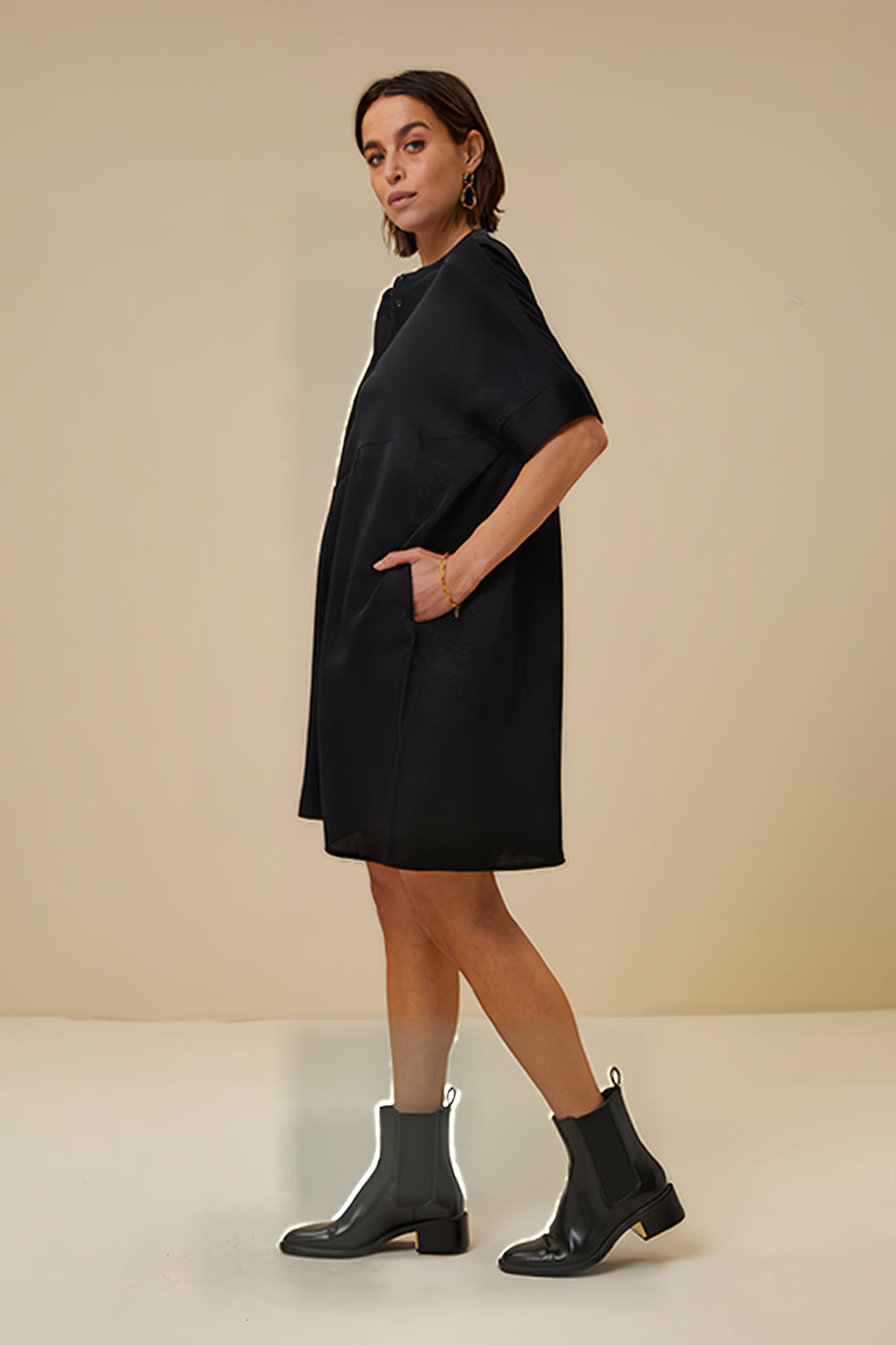 TAIS GLOSS CRINKLE DRESS BLACK 4