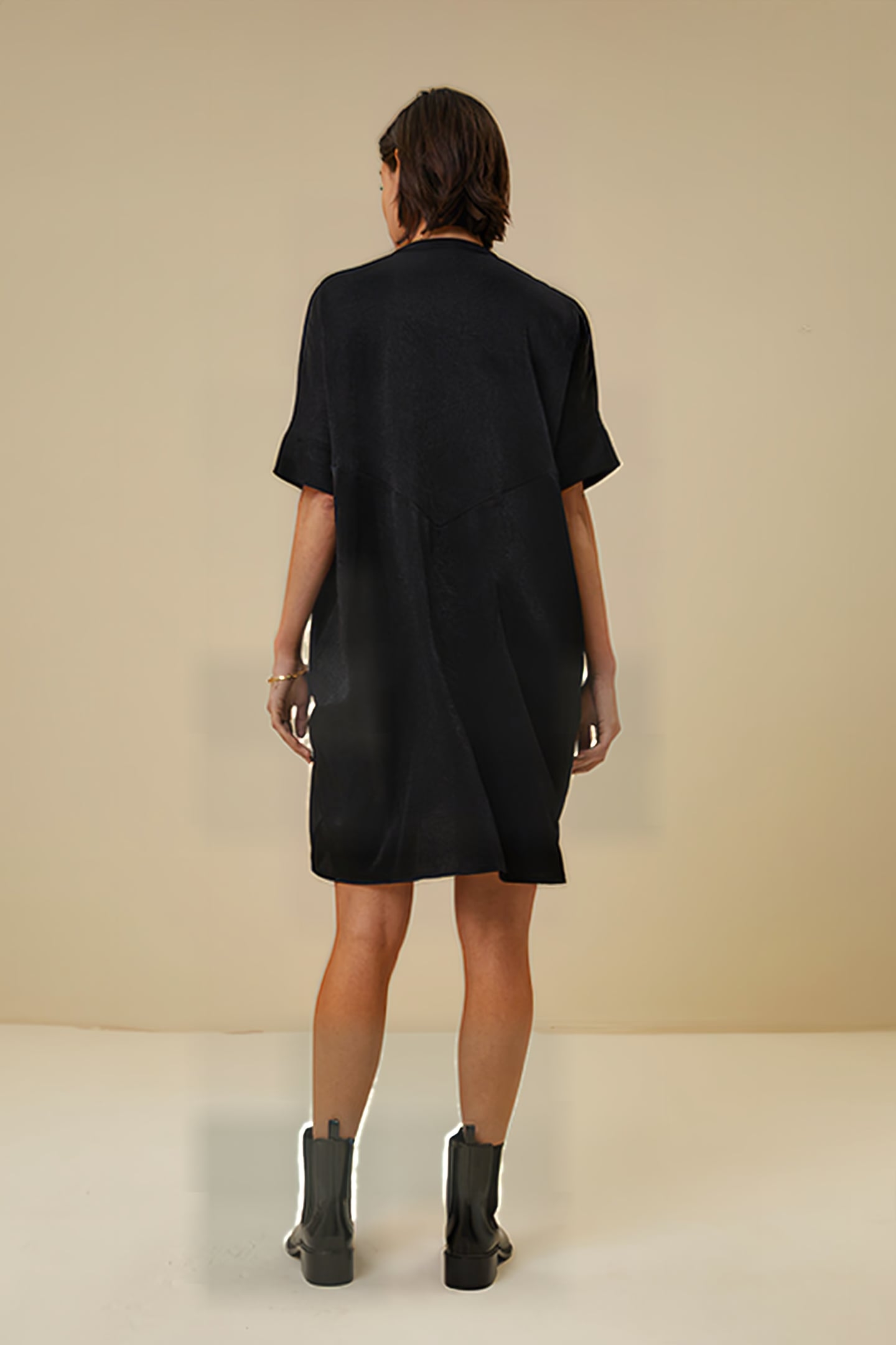 TAIS GLOSS CRINKLE DRESS BLACK 2