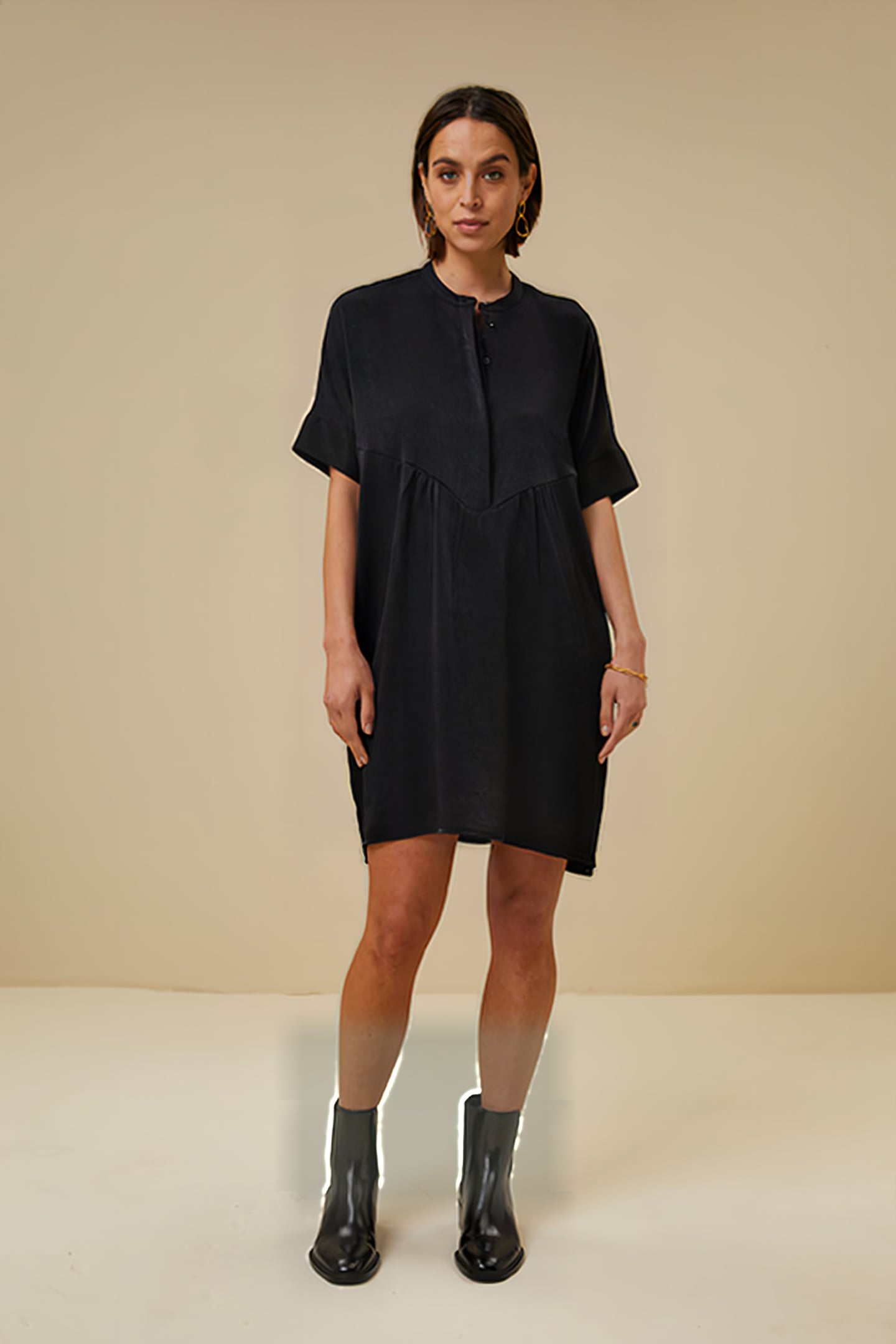 TAIS GLOSS CRINKLE DRESS BLACK 1