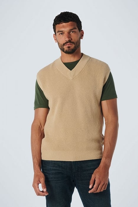 SPENCER V-NECK RELIEF RIB JACQUARD WITH WOOL STONE 1