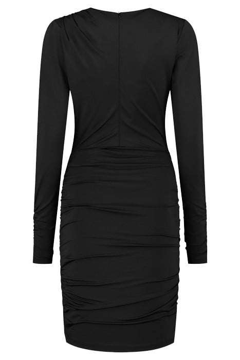 DRAPE SHOULDER DRESS BLACK 2