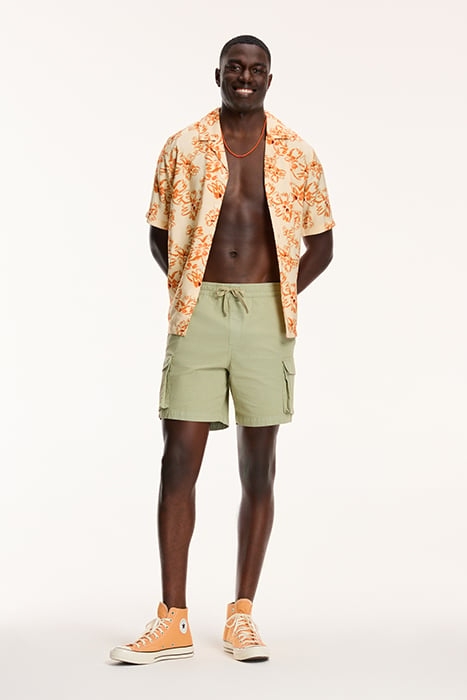 MEN SHORTSLEEVE WASHED FLOWER LIGHT BEIGE 7