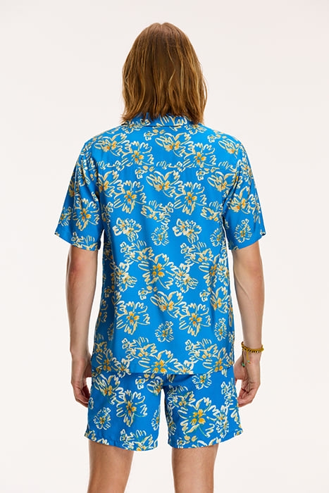 MEN SHORTSLEEVE WASHED FLOWER SKYDIVE BLUE 2