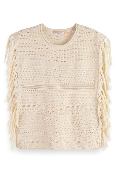 POINTELLE STITCH KNITTED TANK WITH FRINGING SOFT ICE 1