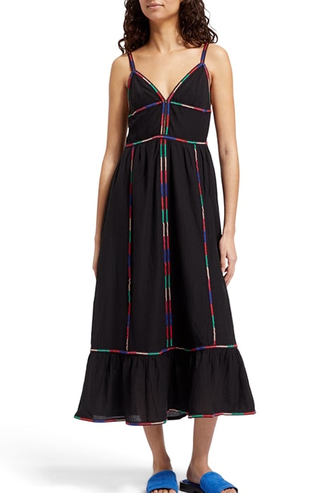 MULTICOLOR EMBROIDERY MAXI DRESS EVENING BLACK 5
