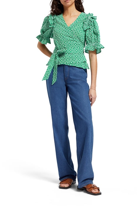 WRAP TOP WITH BRODERIE ANGLAISE GREEN BRODERIE ANGLAISE 3