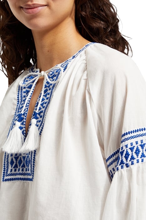 BALLOON SLEEVE TOP WITH TAPE DETAIL WHITE 6