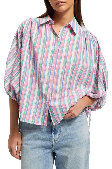 STRIPED BALLOON SLEEVE SHIRT BEACH STRIPE 1