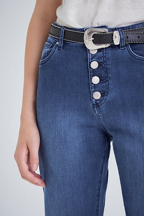 BLUE STRAIGHT CROPPED HIGH-WAIST SCULPT-UP JEANS 5