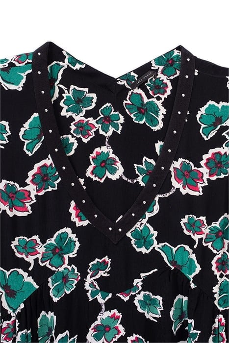 BLACK XL FLORAL PRINT STUDDED COLLAR DRESS 4