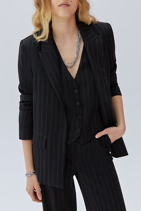 WOMEN'S LARGE BLACK STRIPED TENNIS JACKET 1