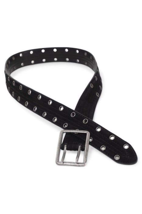 BLACK QUILTED SUEDE BELT WITH EYELETS 2