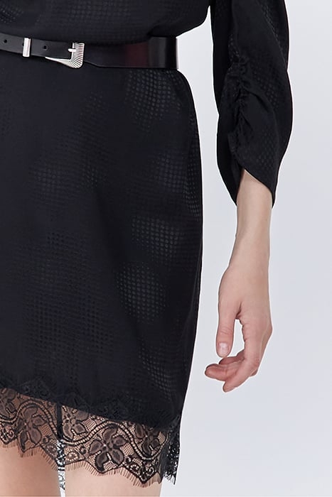 BLACK OPTICAL POLKA DOT MOTIF JACQUARD DRESS 5